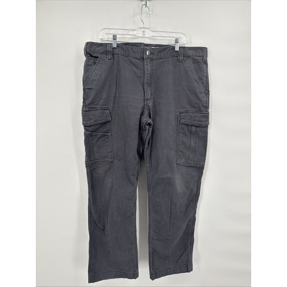 Carhartt Charcoal Gray Canvas Cargo Pants Rugged Flex Relaxed Fit BN3574M 38x30